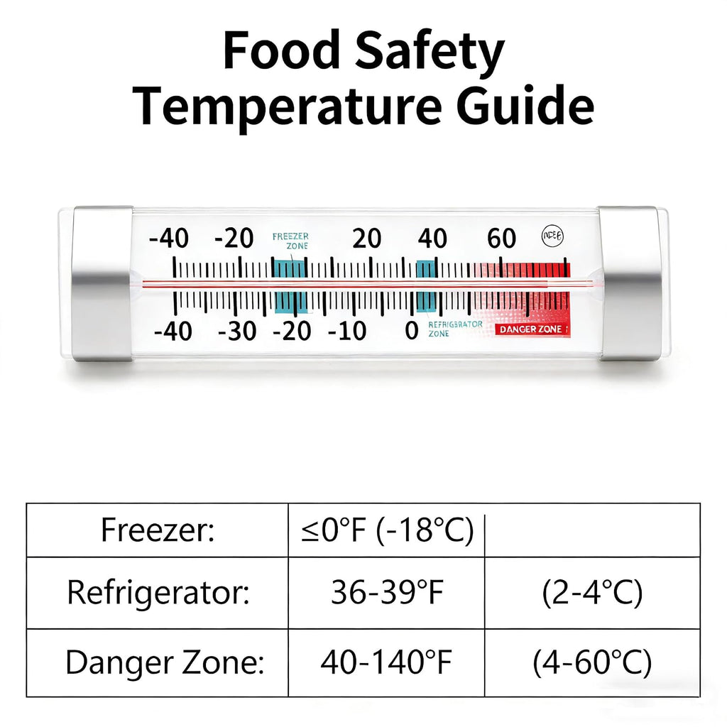 Refrigerator Freezer Thermometer 3 Pack, Easy Read Dial Fridge Thermometer with Hook & Stand, Waterproof for
