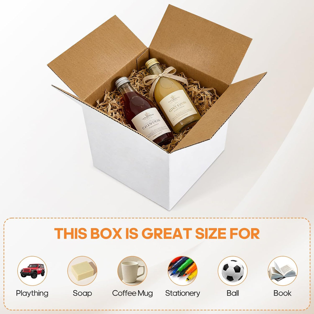 (4" x 4" x 4", 25 Pack) Shipping Boxes, White Corrugated Box Mailers