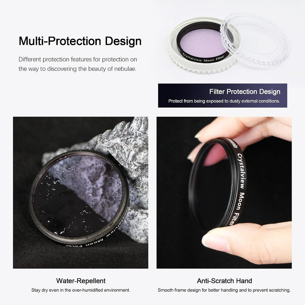 Moon Filter for Telescope 2 Inch Crystalview Moon Lunar Filter | Reduce Moon Glare, Enhance Lunar Crater Detail