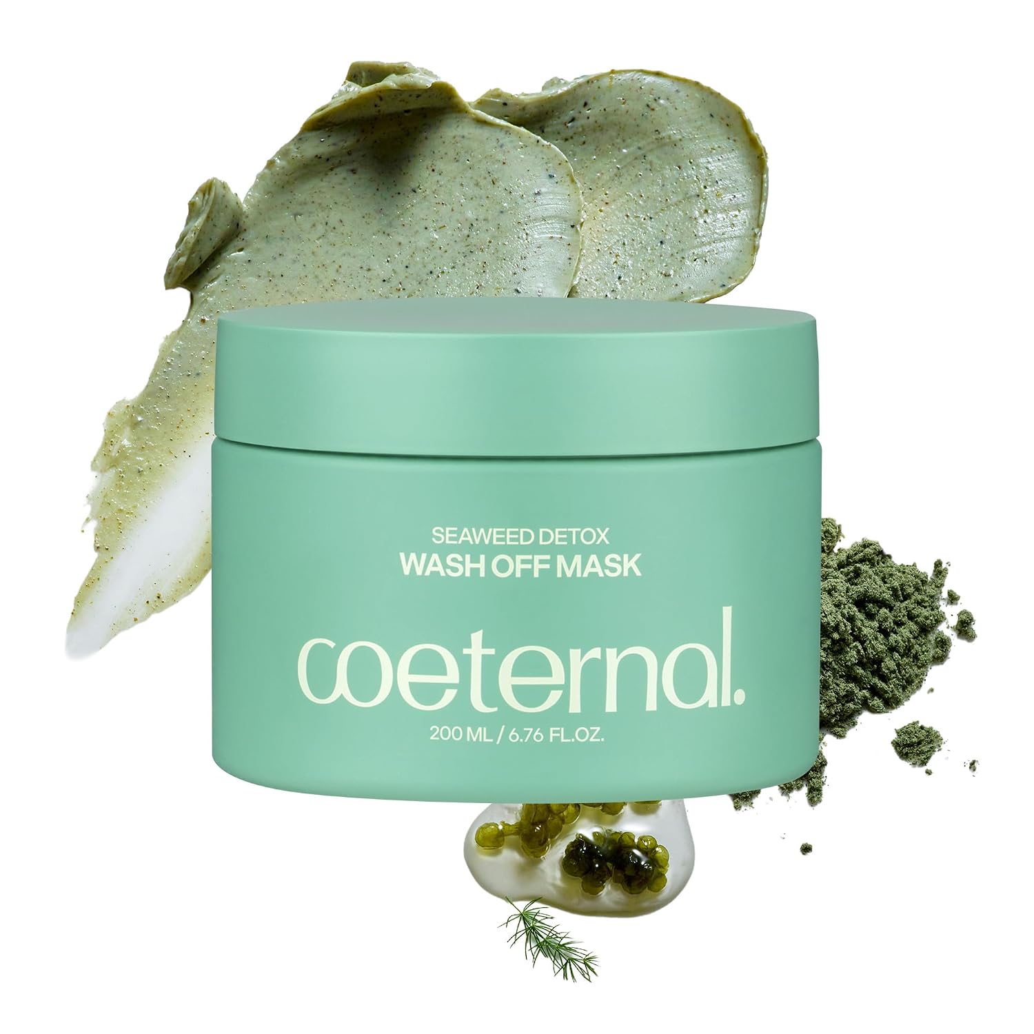 Seaweed Detox Wash Off Mask, Cooling Korean Clay Mask with Bentonite, Kaolin, Glycerin & Seaweed Extracts for Pore