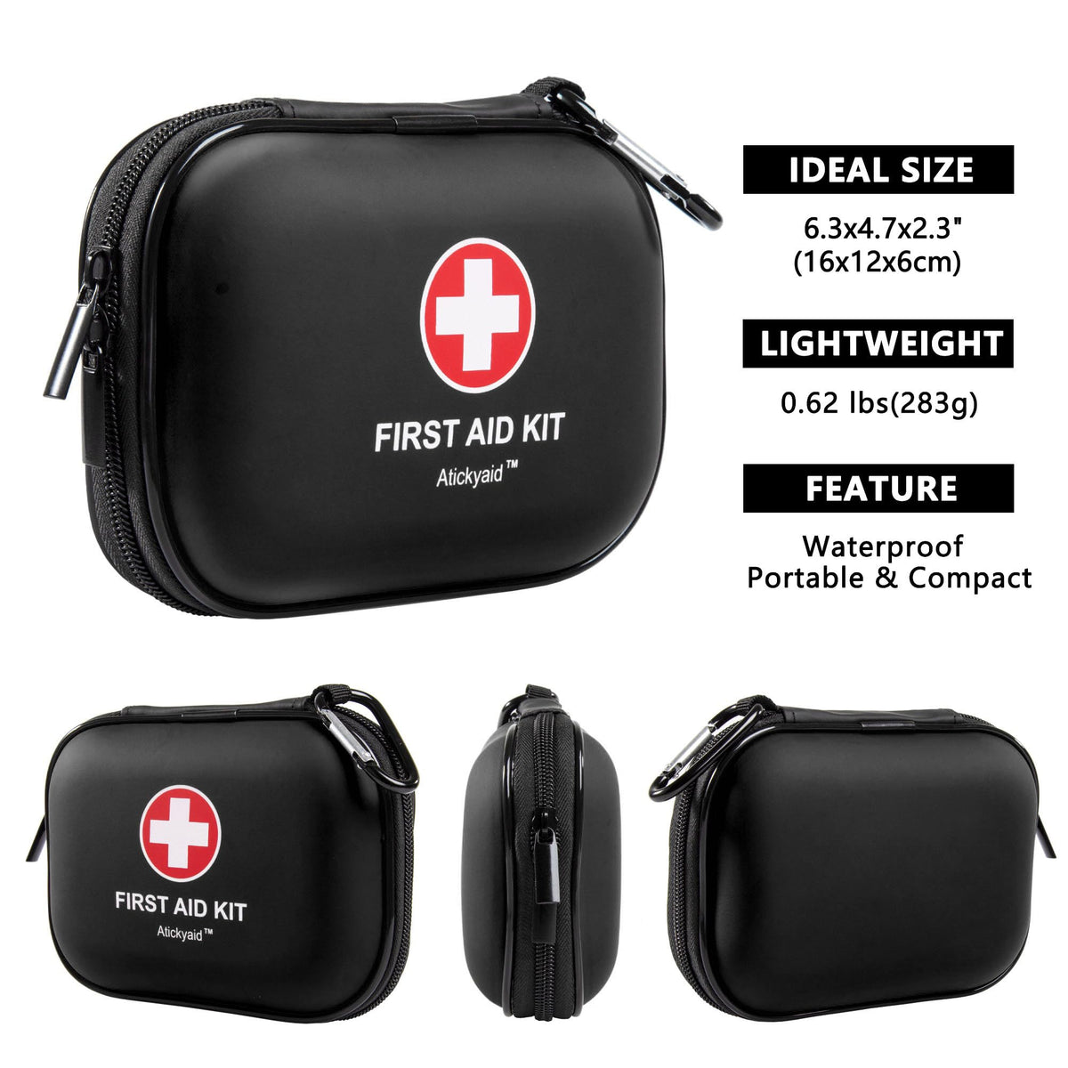 Mini First Aid Kit - 120 Piece Small Waterproof Hard Shell Medical Kit
