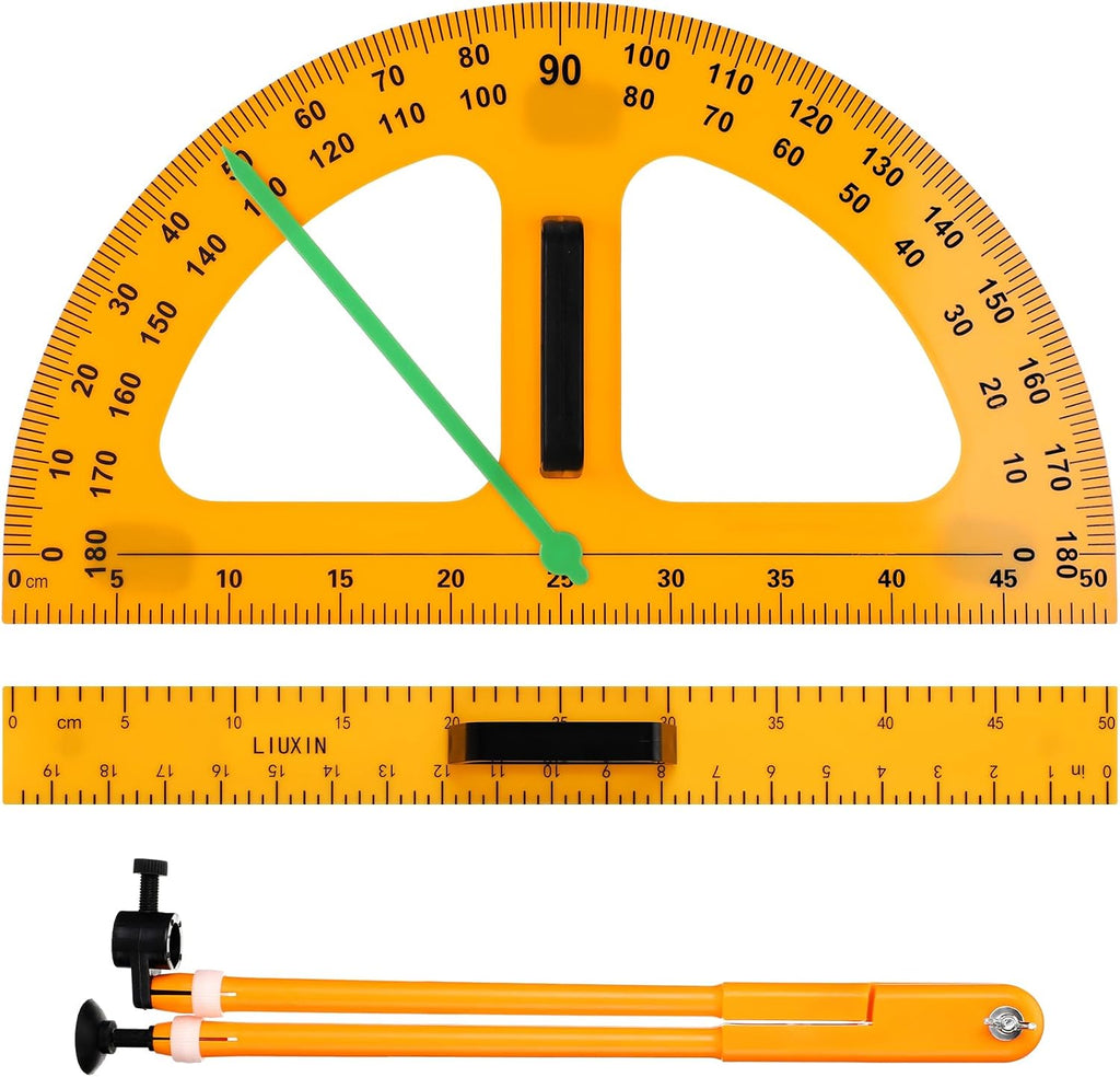 1 Set Large Mathematics Teaching Kit Including 1 Pcs Jumbo Teaching Ruler 1 Pcs Large Protractor 1 Pcs Geometry