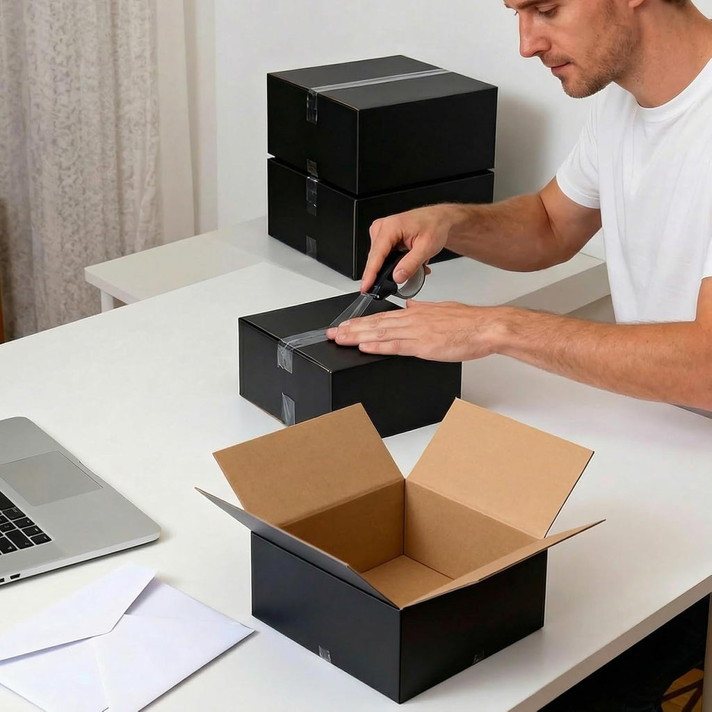 8x8x4 Black Shipping Boxes, 30 Pack Medium Mailer & Packaging Boxes for Small Business, Heavy Duty Corrugated
