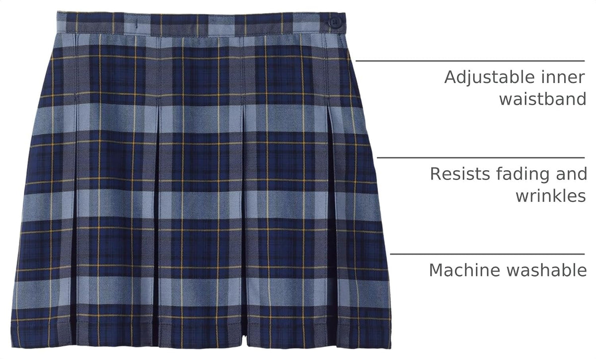 School Uniform Girls Plaid Box Pleat Skirt Top of the Knee