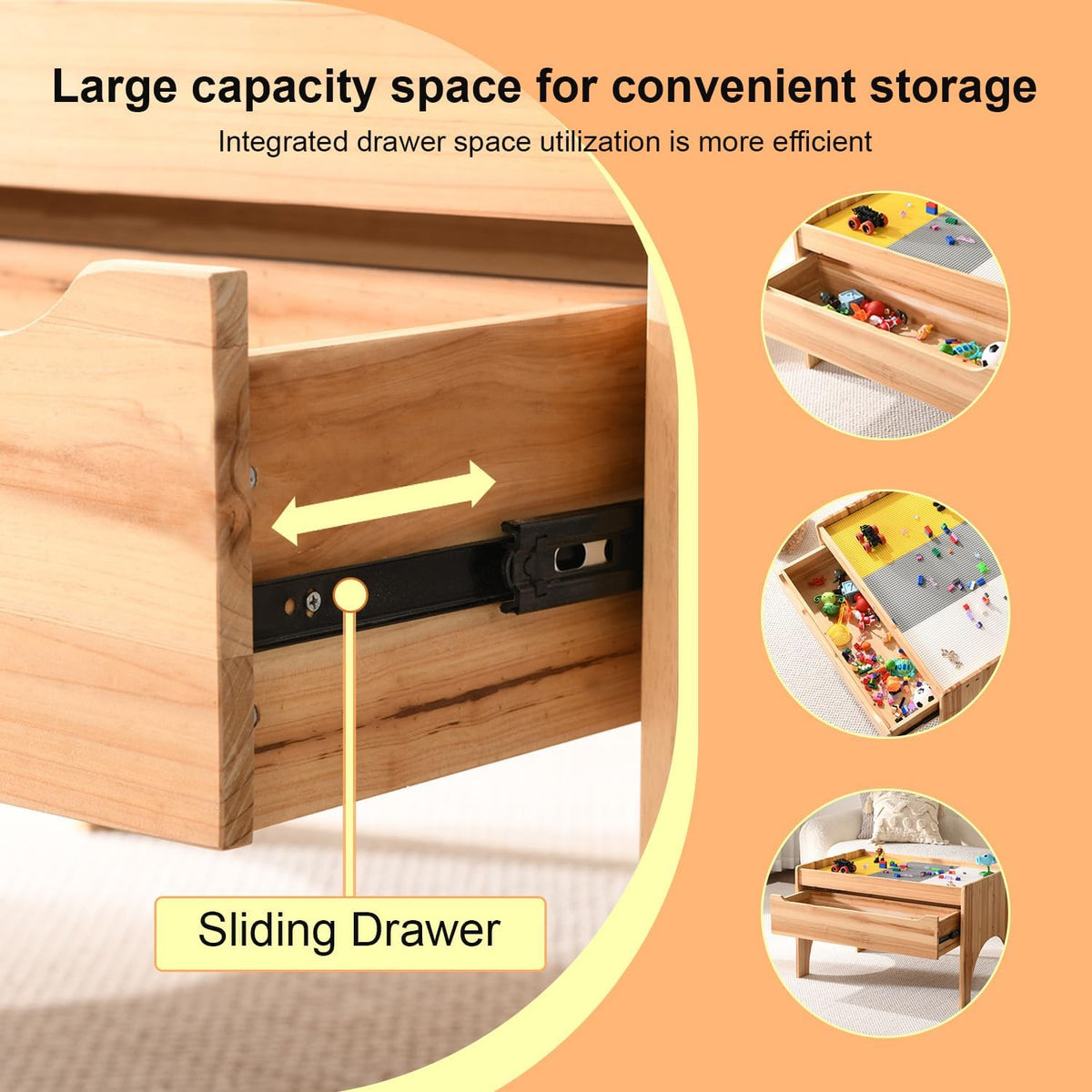 Wooden Kids Activity Table with Storage, Multi-Purpose Sensory Table for Children, Play Table Compatible with