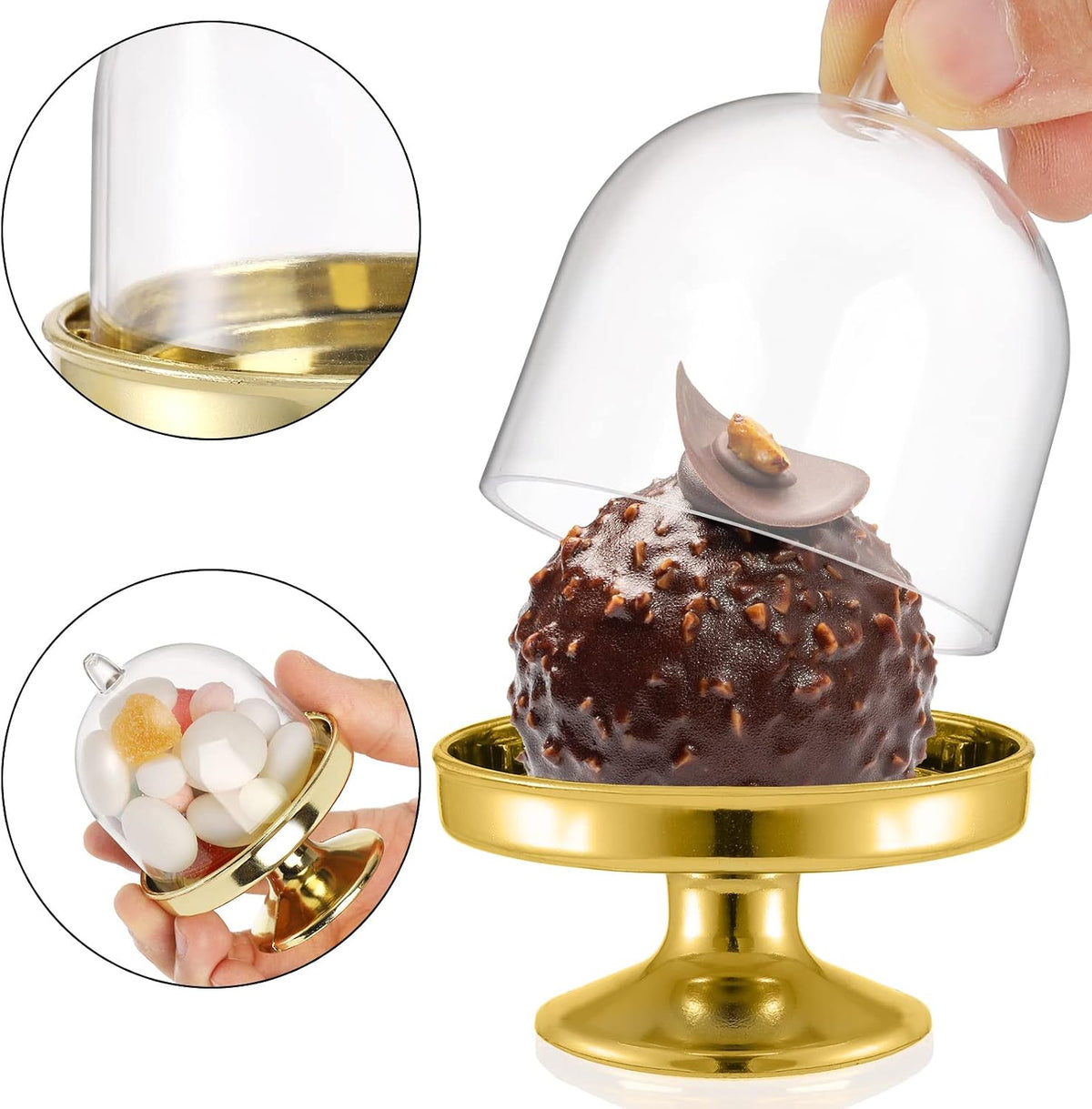 36 Pack Mini Cake Stand with Lid, Plastic Cupcake Stand Plate Dome Cover, Clear Small Cake Display Stand for