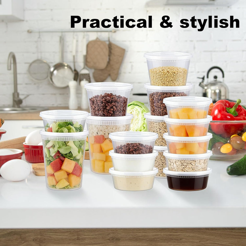 60 Sets Deli Containers with Lids Disposable Plastic Food Storage