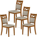 Wooden Dining Chairs Set of 4, Farmhouse Side Chairs w/Solid Rubber Wood Frames, Comfortable Backrests, Upholstered