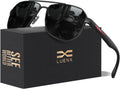 Aviator Polarized Sunglasses for Men: Square UV400 Driving | Big Head Fit,Lightweight,Adjustable Nose