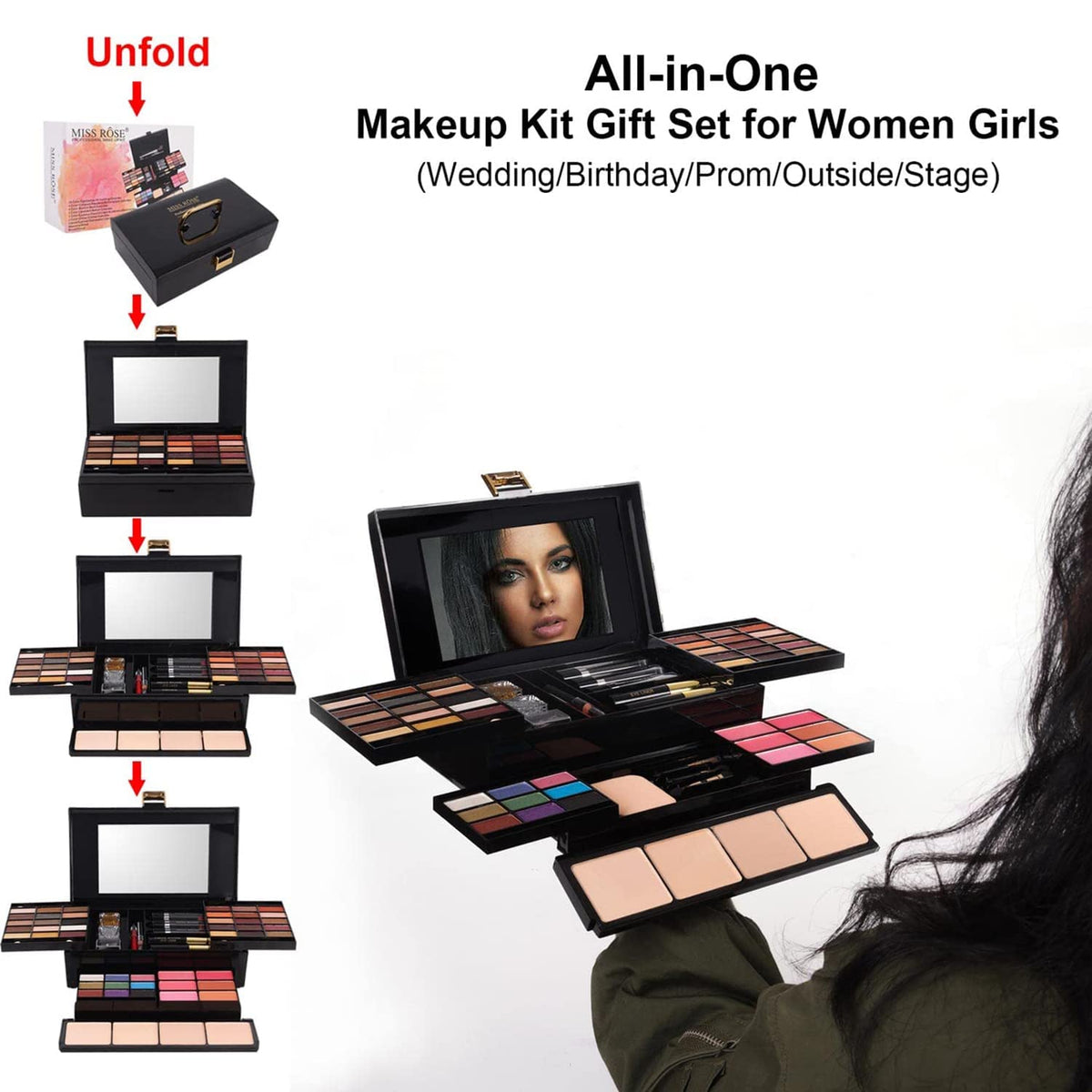 58 Color Professional Makeup Kit for Women Full Kit, Include Eyeshadow Facial Blusher Eyebrow Powder Face Concealer