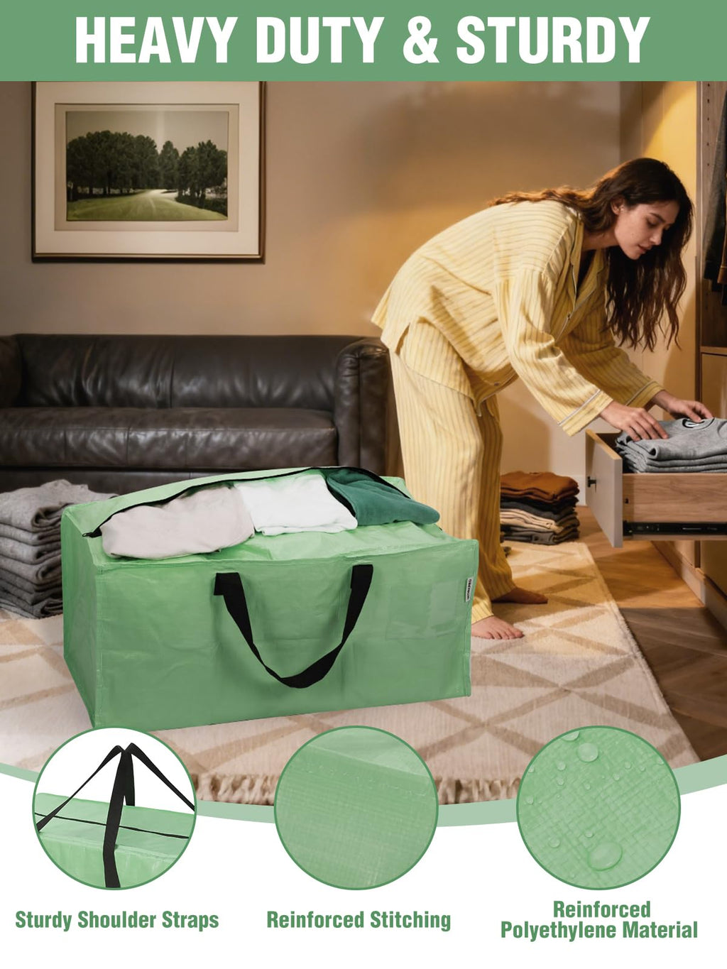 2 Pack Extra Large Moving Bags with Backpack Straps & Handles