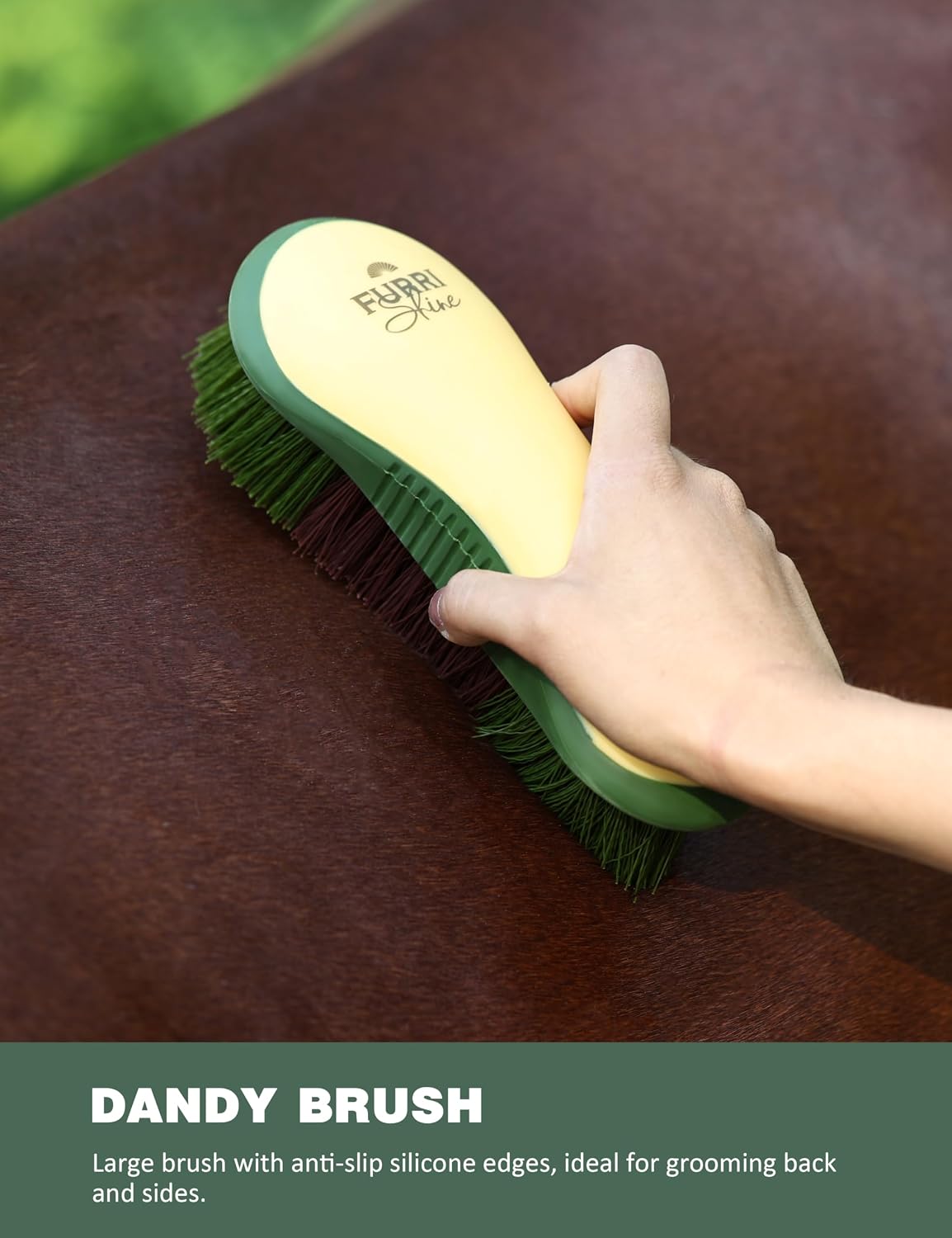 Horse Grooming Kit, 9 Piece Grooming Brush Set with Silicone Curry Comb for Bathing & Shedding Pasture Glow