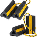 Heavy Duty Rubber Wheel Chocks with Rope & Reflective Strips