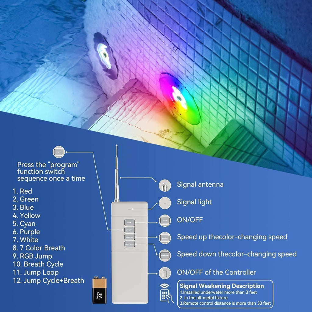 Pool Lights for Inground Pool, 120V 90W LED Smart Color Changing | Pool Light Bulb for Inground Pool Underwater Pool