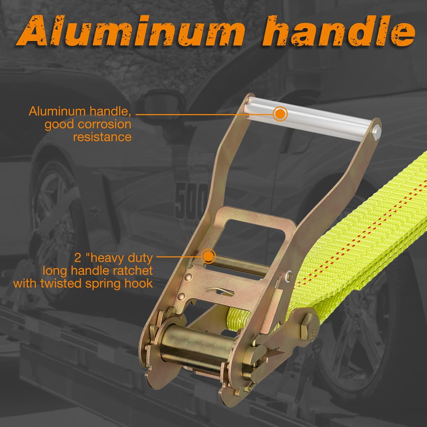 Car Hauler Tie Down Straps with Flat Hook 2inx10ft, Storage Bag | 10,000lbs Break Strength,4-Pack Heavy Duty Tire