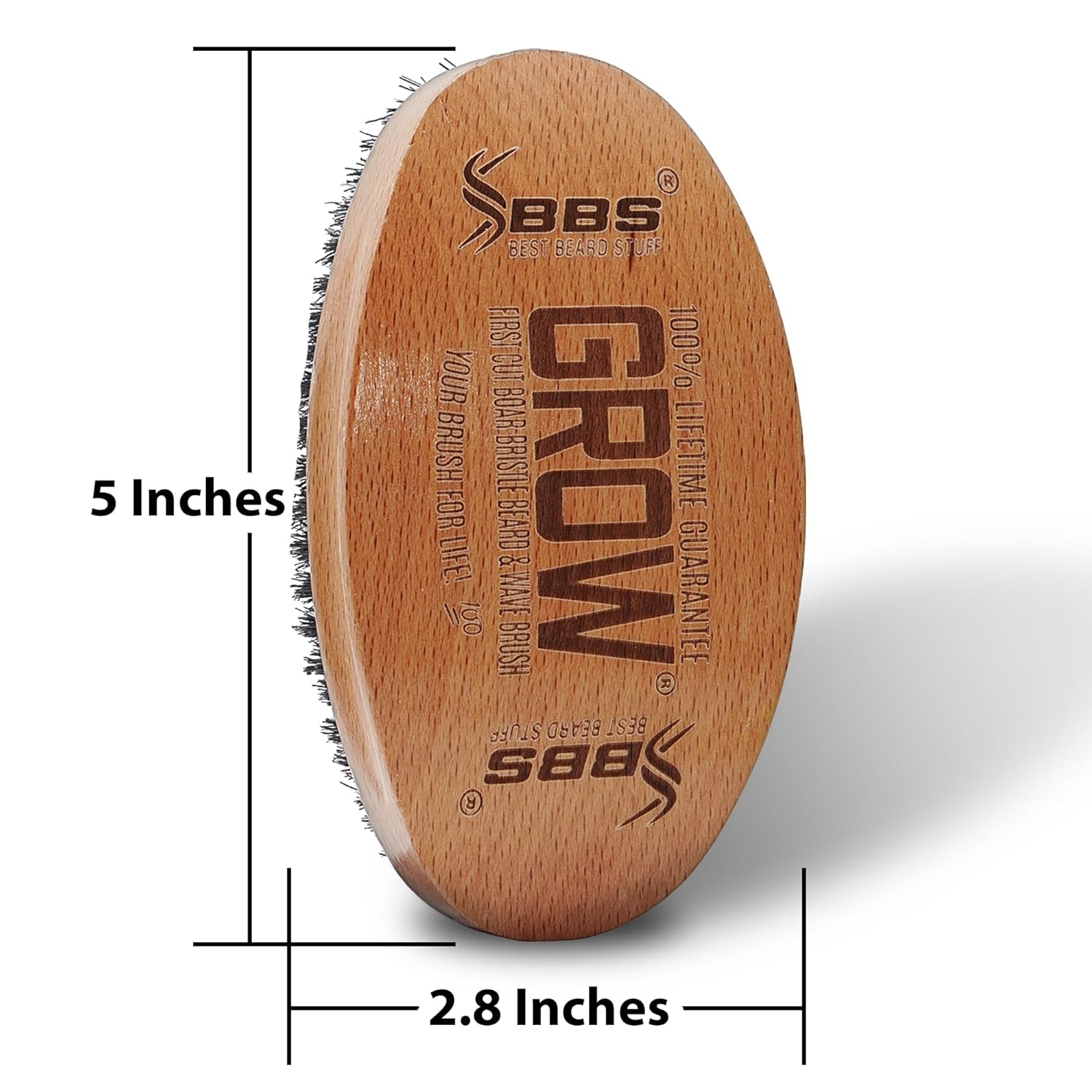 GROW Beard Brush & 360 Wave Brush for Men - Natural Boar Bristle For Fuller, Thicker Hair, Beard & Mustache - Premium