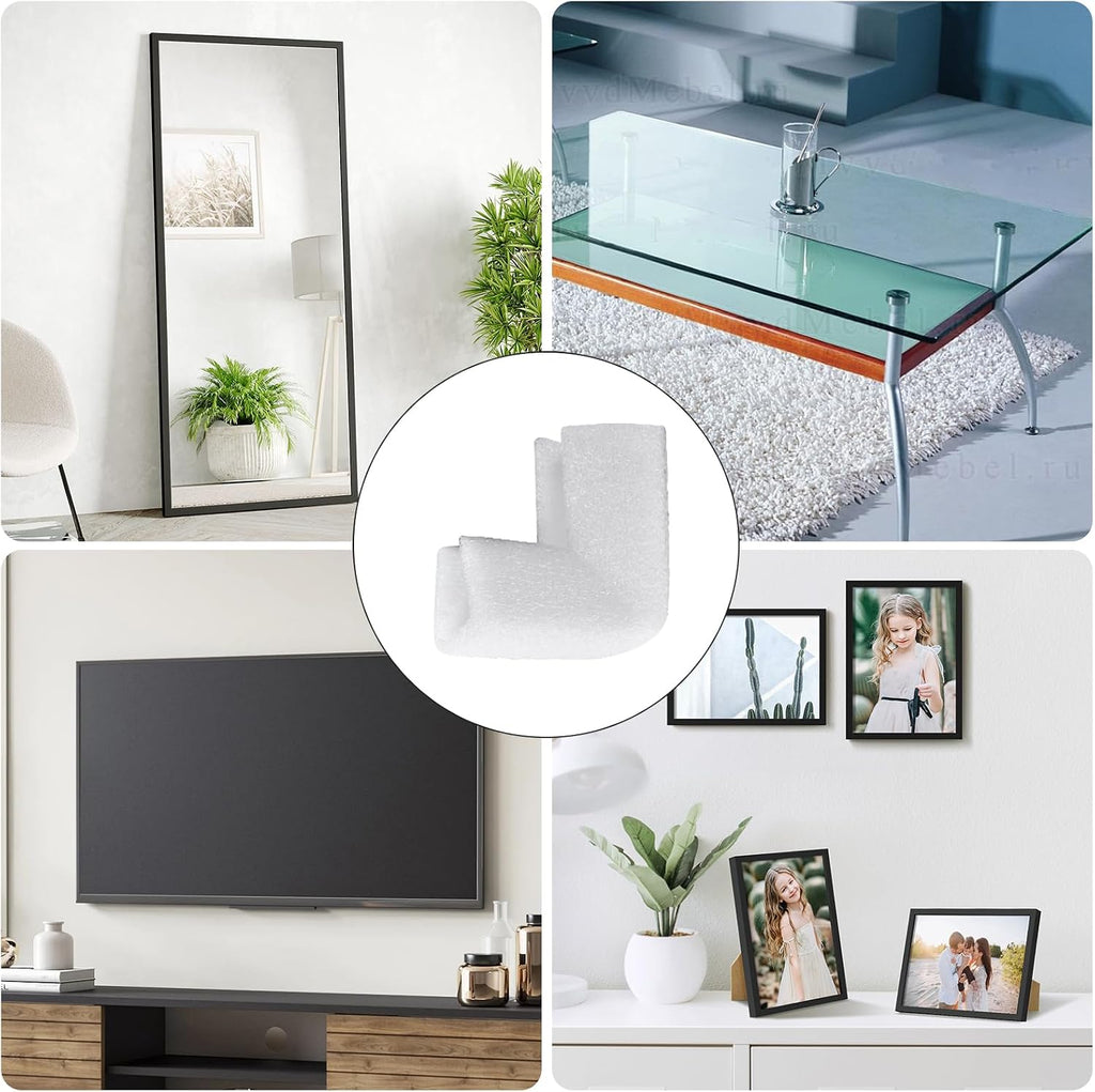 Photo Mirror TV Frame Corner Protectors for Moving, L-Shaped Foam Edge