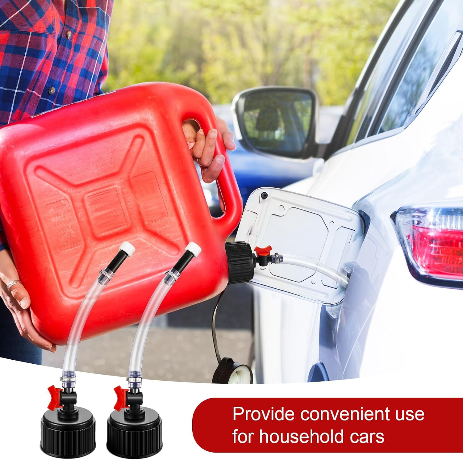 4 Pieces Racing Fuel Jug Cap Racing Fuels Filler Hose 5 Gallon Gas Can Cap with Hose Kits for Gasoline 5 Gallon