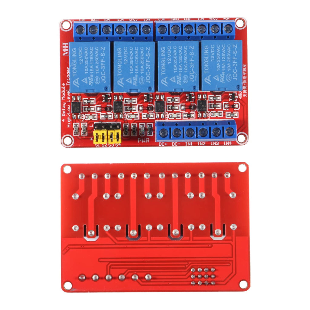 2pcs DC 12V Relay Module 4 Channel Relay Board Shield with Optocoupler Isolation Suport High/Low Level Trigger