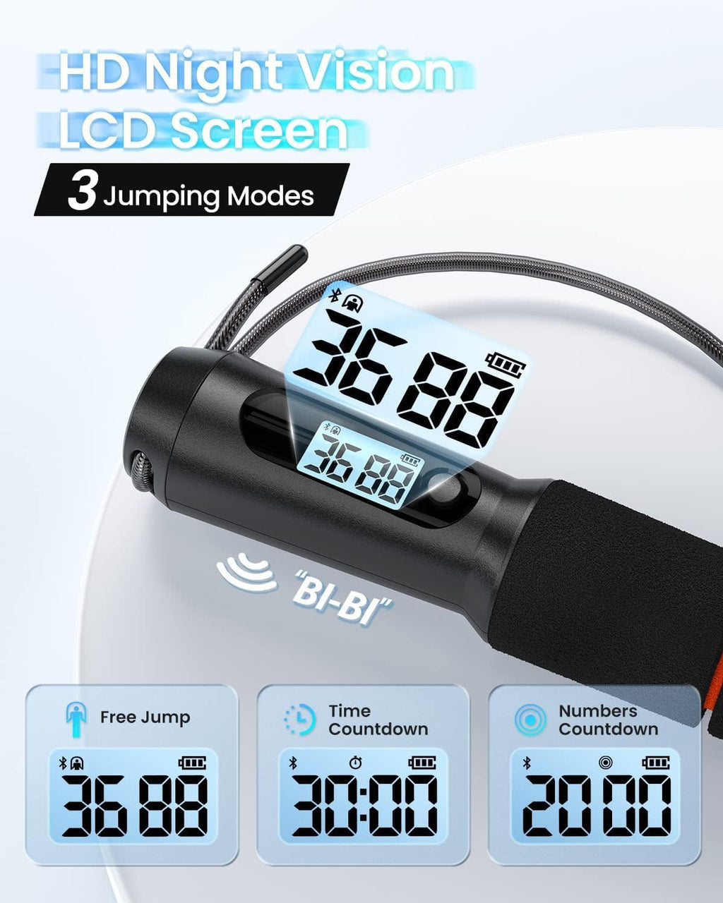 Smart Jump Rope - APP Data Storage & Tracking & Analysis, Tangle-Free Jumping Rope for Men, Women, Skipping Rope with
