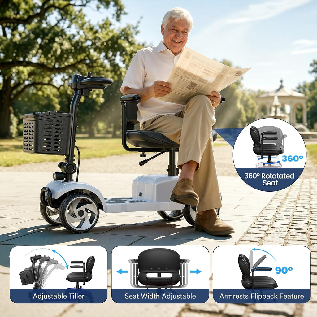 4 Wheel Mobility Scooters for Seniors& Adults, 20 Miles, 6.2 MPH