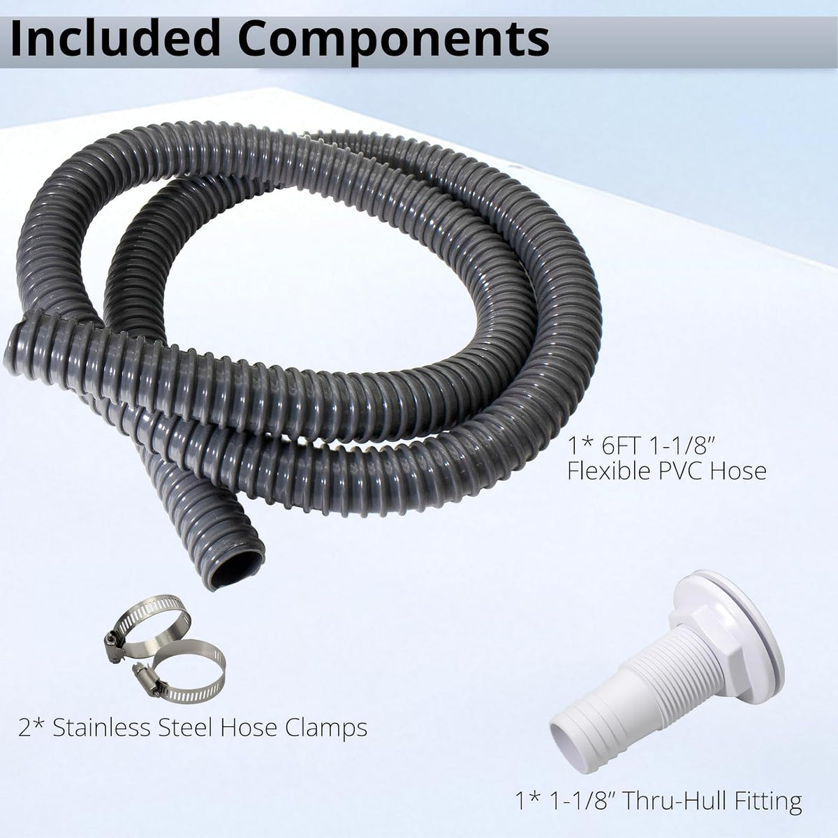 HXH 1-1/8 Inch x 6 FT Bilge Pump Hose Installation Kit