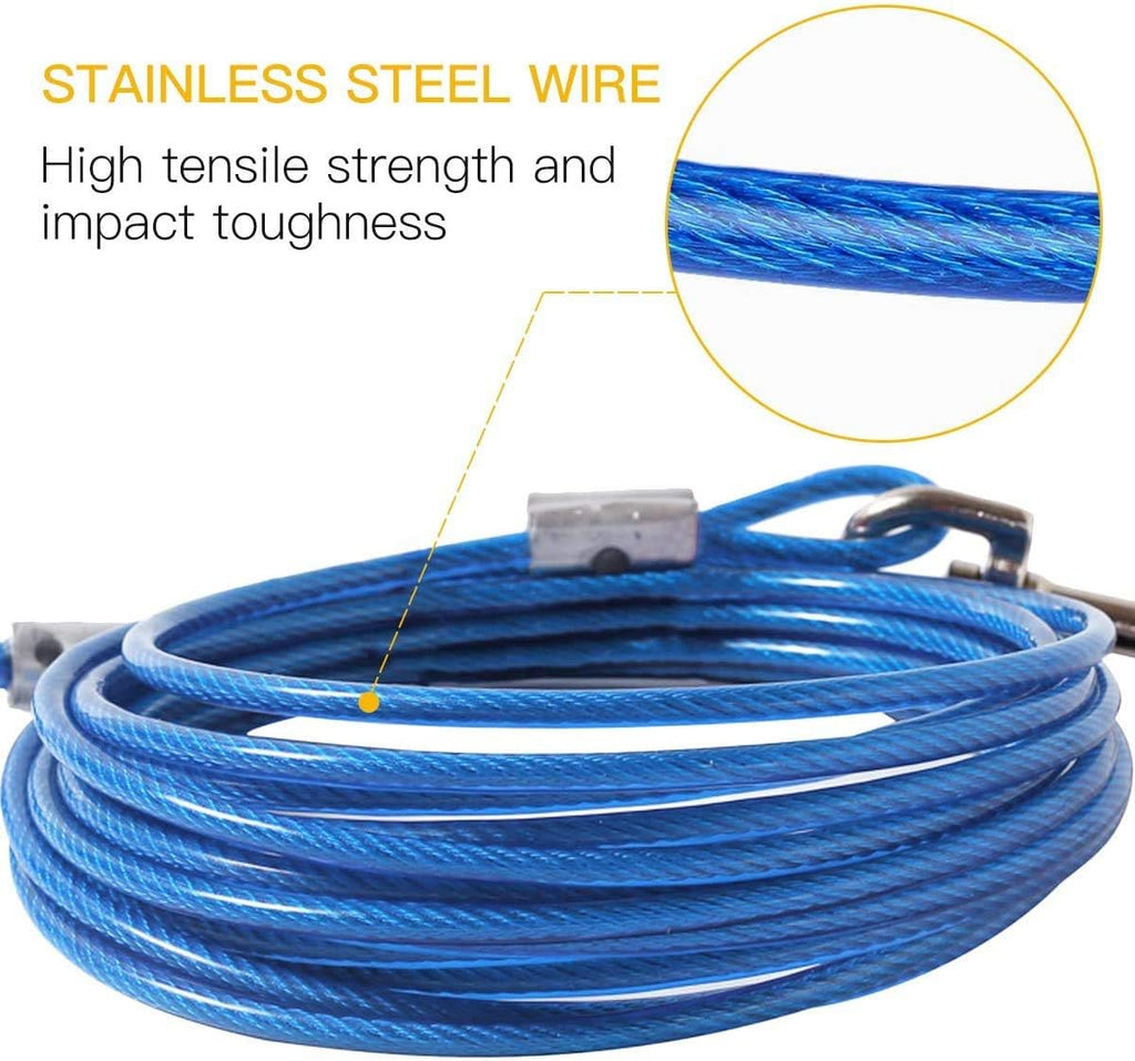 Dog Stake Tie Out Cable - 16/30" Anti Rust Reflective Stake for Medium Large Dogs Up to 125 lbs, Dog Cable Runner and