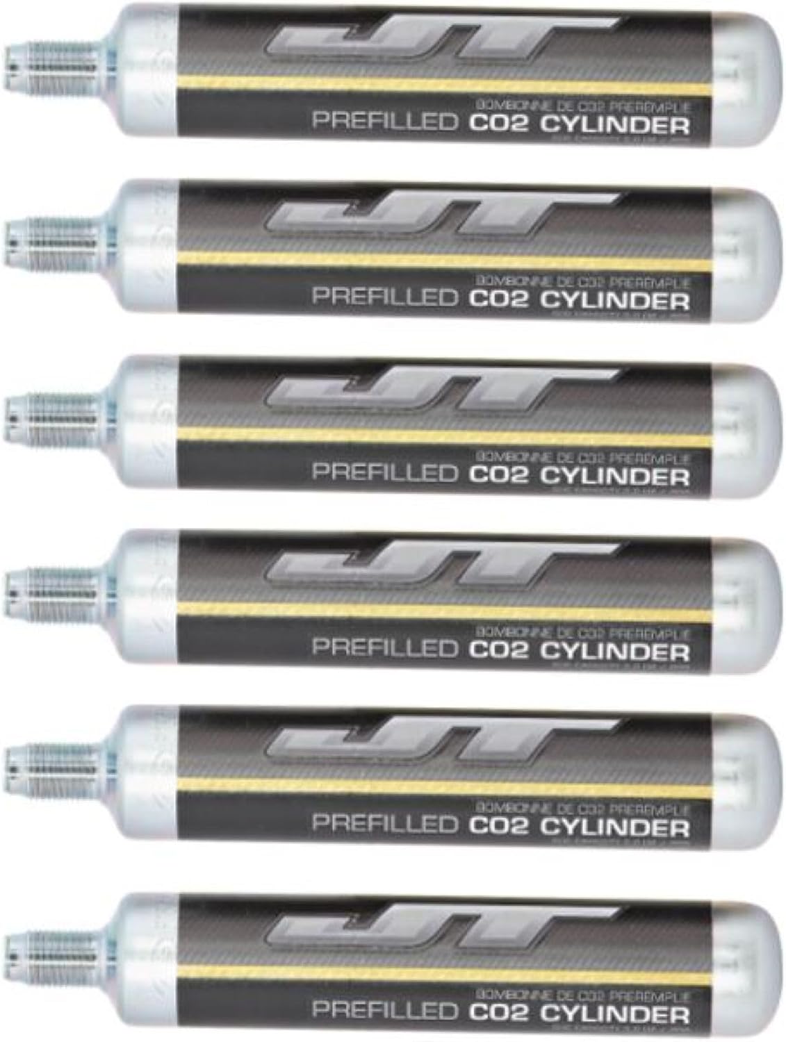 Paintball 90G Prefilled CO2 Cylinders - 6 Pack - Easy-to-Use, Long-Lasting Power for Paintball Markers, Airguns, and