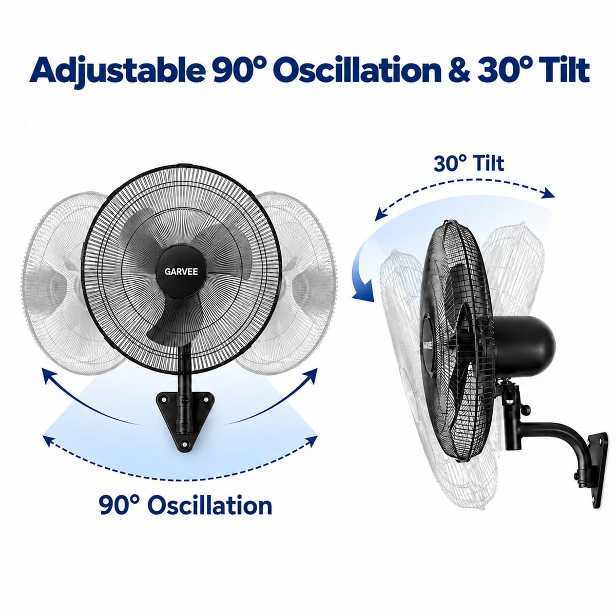 18 Inch Wall Mounted Hanging Fan Oscillating, Wall Mount Fan Oscillating