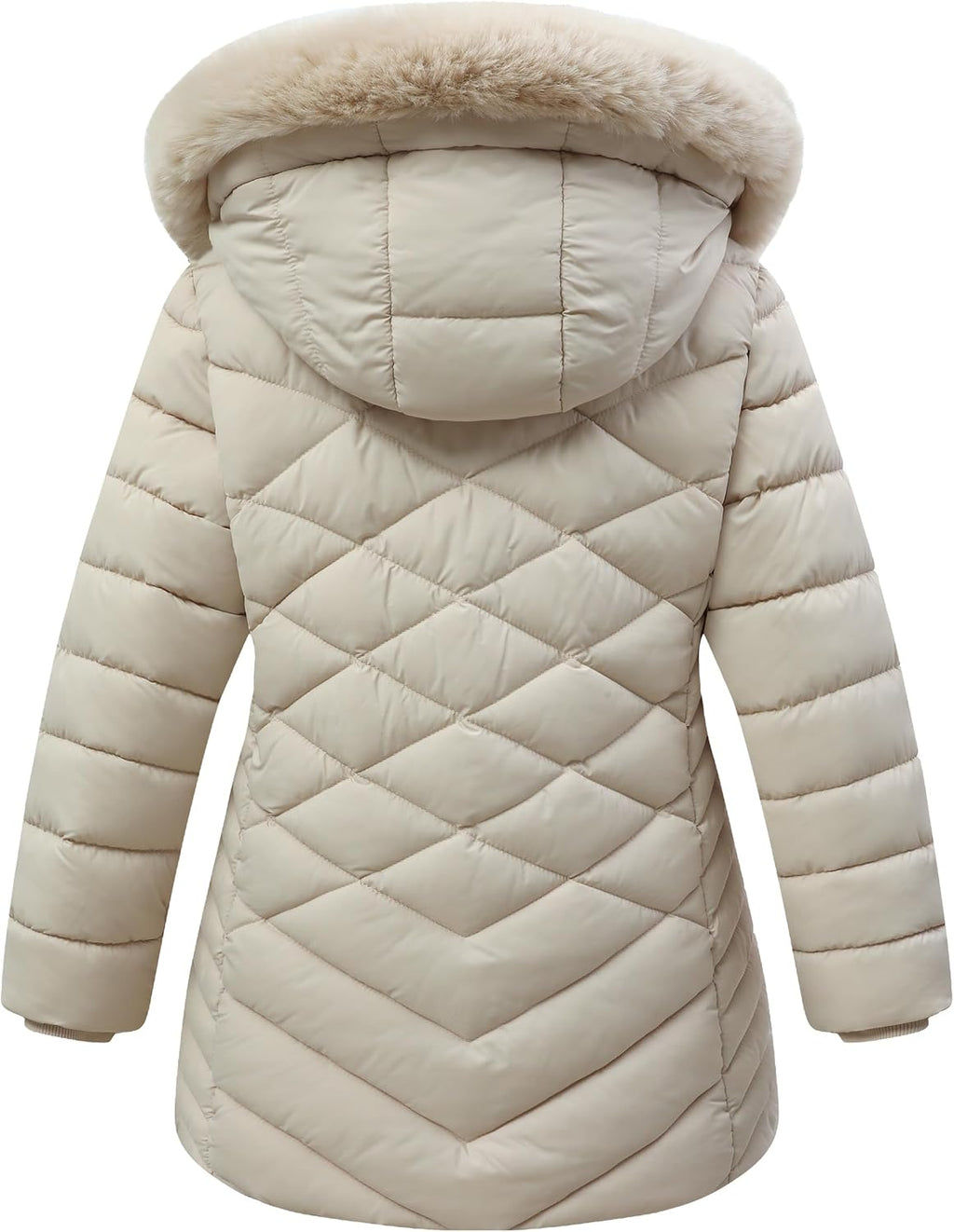 Girls Winter Long Down Coat with Fur Hood,Warm Quilted Jacket for Kids Cold Weather Outdoor Protection