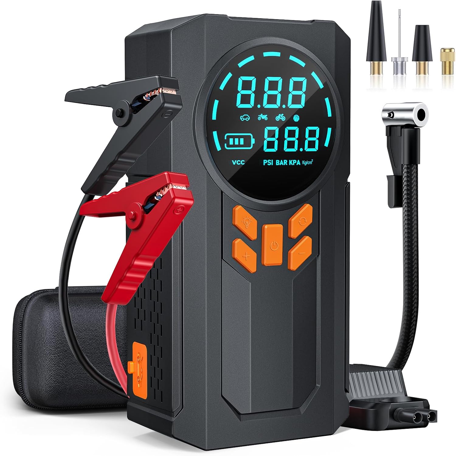 Jump Starter with Air Compressor, 5000A 160PSI Battery Jumper Starter Portable (9.0 Gas/8.0L Diesel), 12V Jump Box