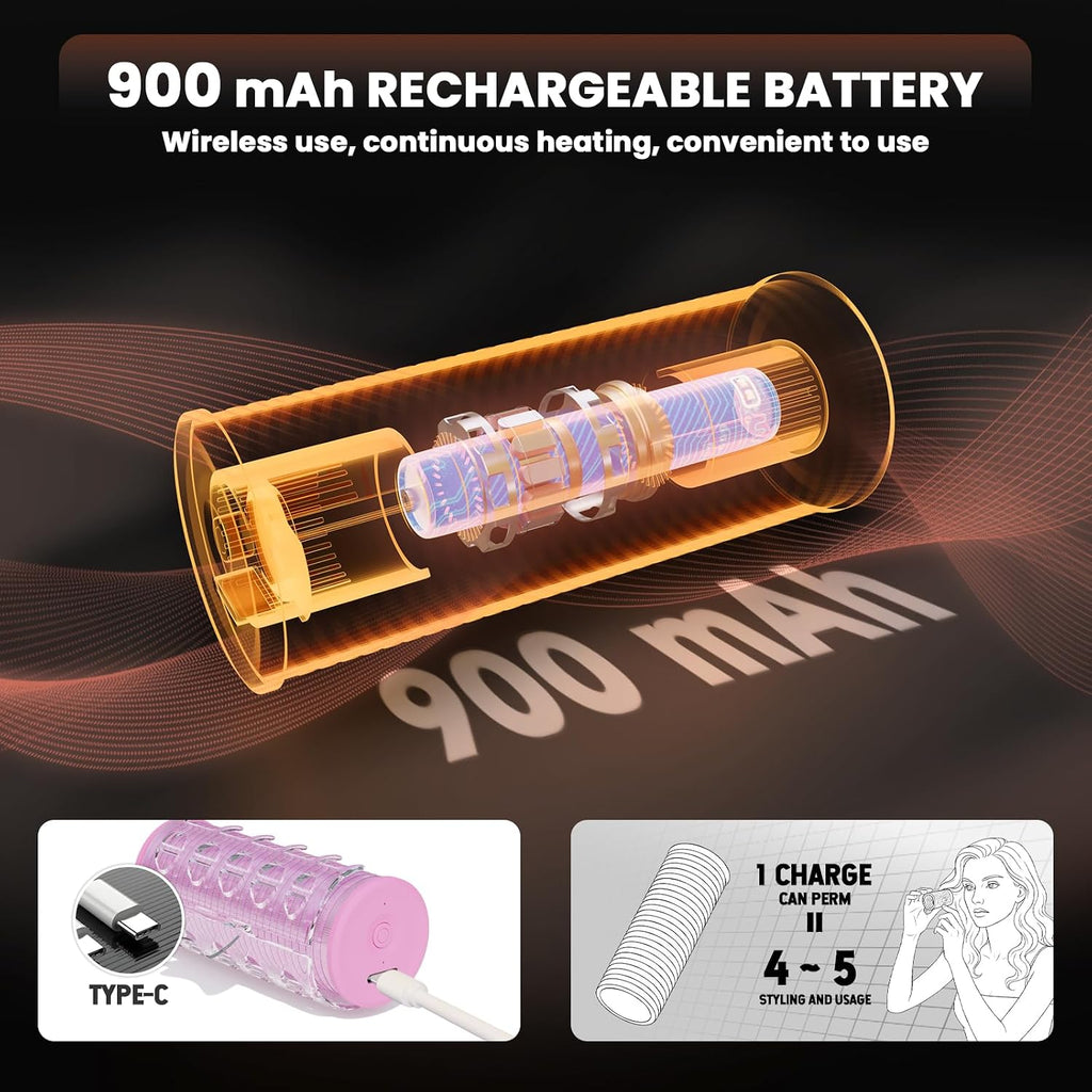 Rechargeable Electric Hair Rollers, 2pcs Mini USB Heated Bangs Roller Set, Portable Bangs Curler for Hair Styling