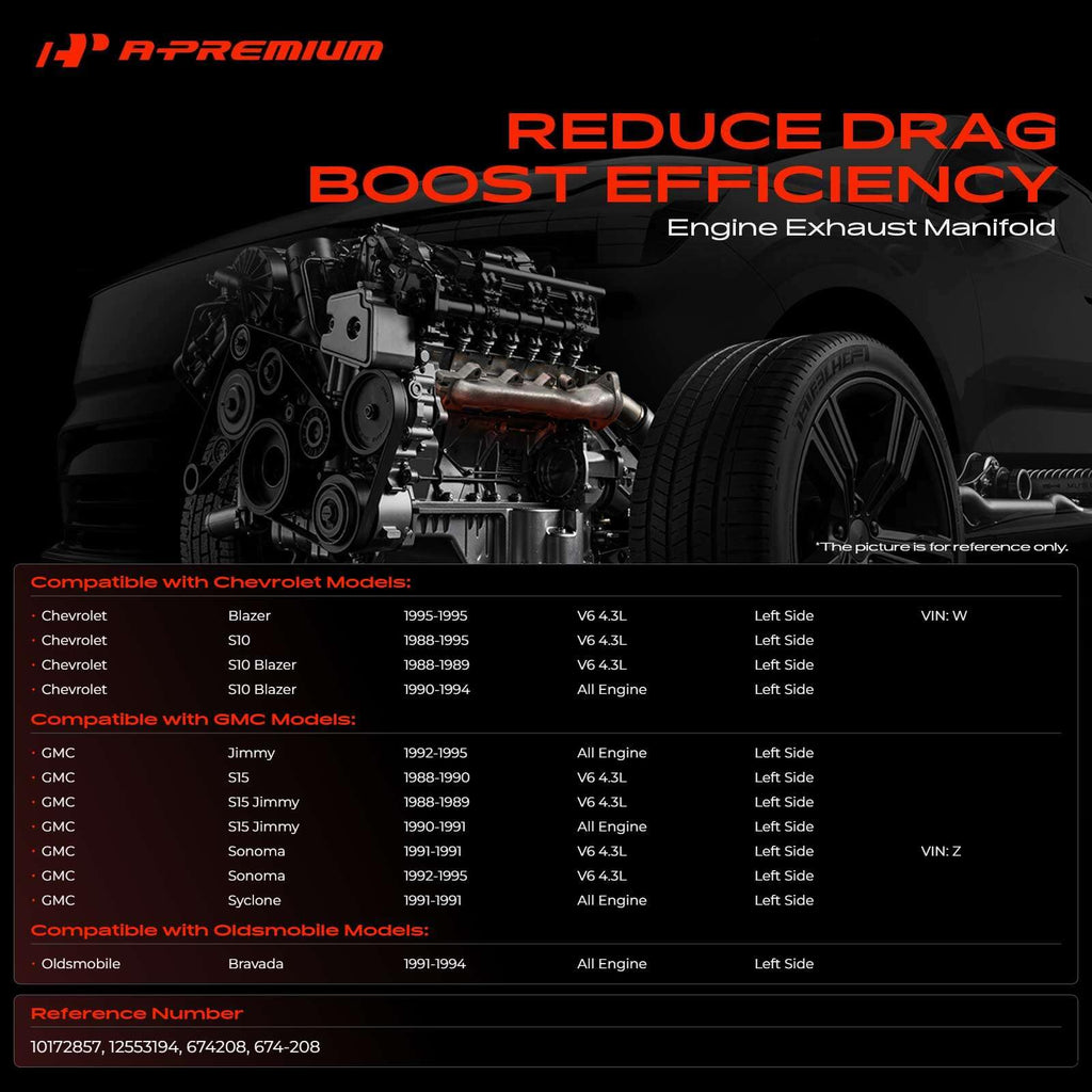 A-Premium Left Side Exhaust Manifold Kit W/Gaskets & Hardware