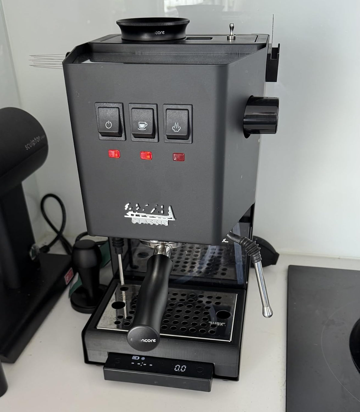 Drip Tray for Gaggia Classic E24 & Graggia Pro E24, Compatible with Timemore Basic Scale, Extra Cup Clearance for Weighing Shots (Black)