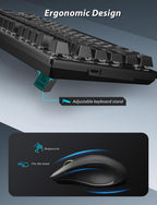 Wireless Mechanical Keyboard and Mouse Combo, 98-Key Gaming Keyboard with RGB Backlit, Tri-Mode BT5.0/2.4G/USB-C