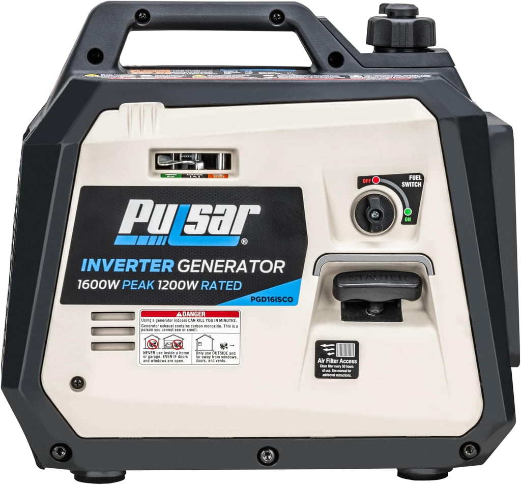 PGD16ISCO Ultra Light Quiet 1600W Portable Gas Inverter Generator, CARB Compliant | 1200 rated watts, 24 lb design