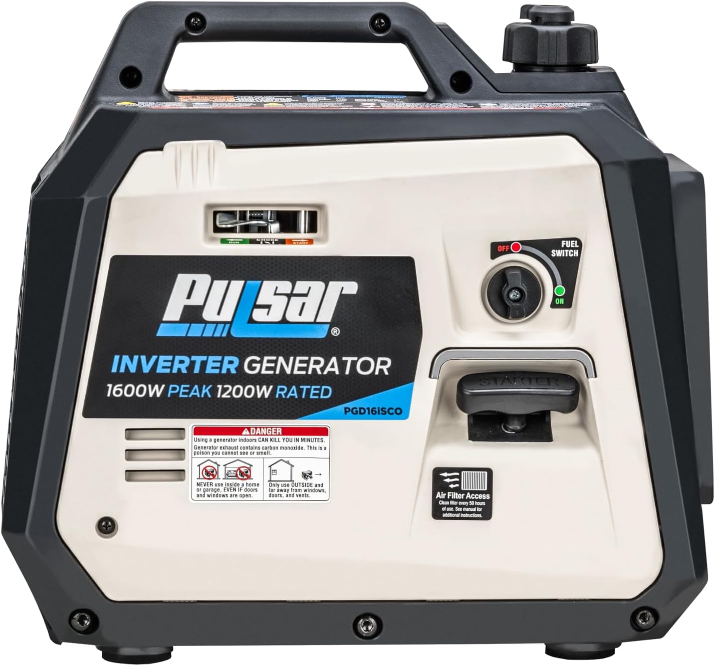 PGD16ISCO Ultra Light Quiet 1600W Portable Gas Inverter Generator, CARB Compliant | 1200 rated watts, 24 lb design