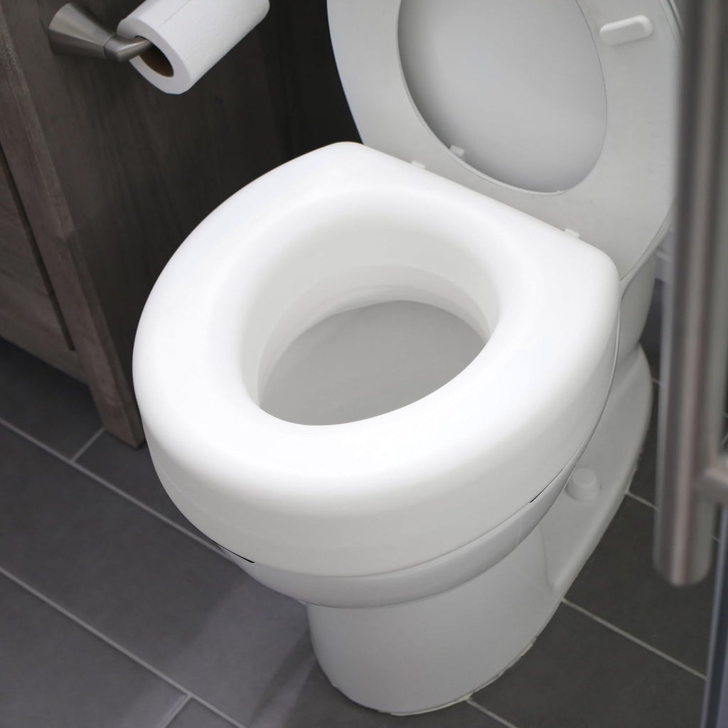 Enhanced Comfort 5" Raised (Round) Toilet Seat Risers for Seniors 5 Slip Resistant Pads FSA/HSA Eligible Padded