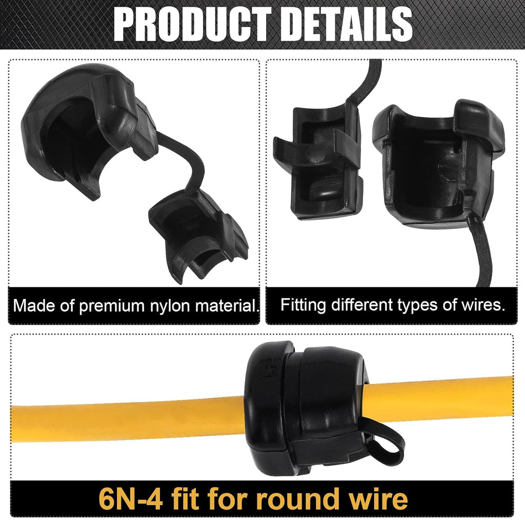 10Pcs Strain Relief Cord Connector, Black 4N-4/6N-4 Wire Buckle