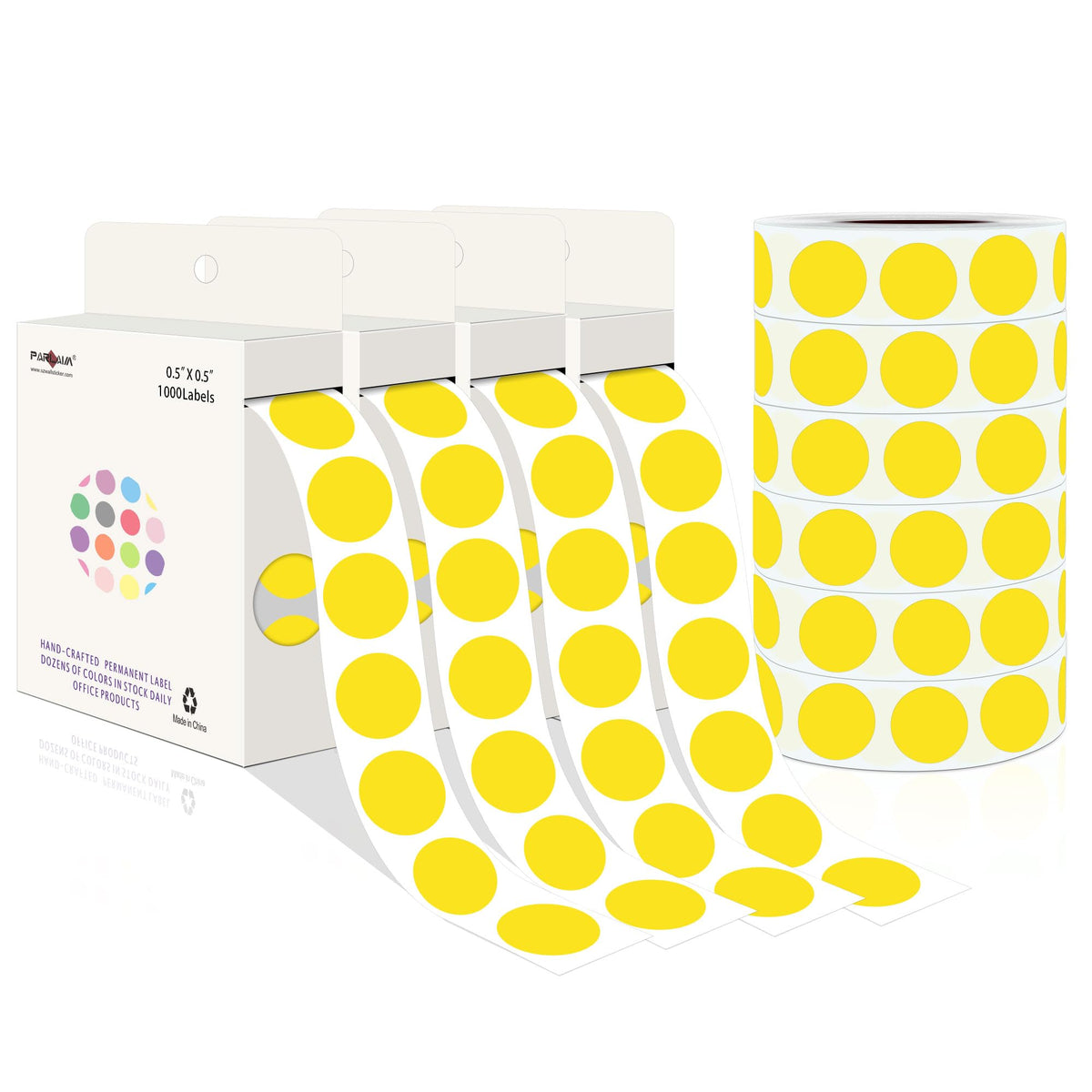 10000PCS 1/2 Inch Round Color-Code Dot Stickers,Circle Color Coding Label Sticker for Home Office(Yellow)