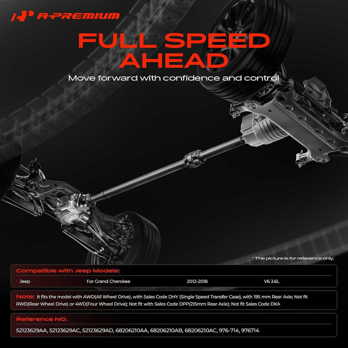 A-Premium Rear Drive Shaft Driveshaft Assembly Compatible with Jeep