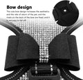 Rhinestone Dog Harness with Sparkly Bow Tie, Black,S,Chest 11-14"