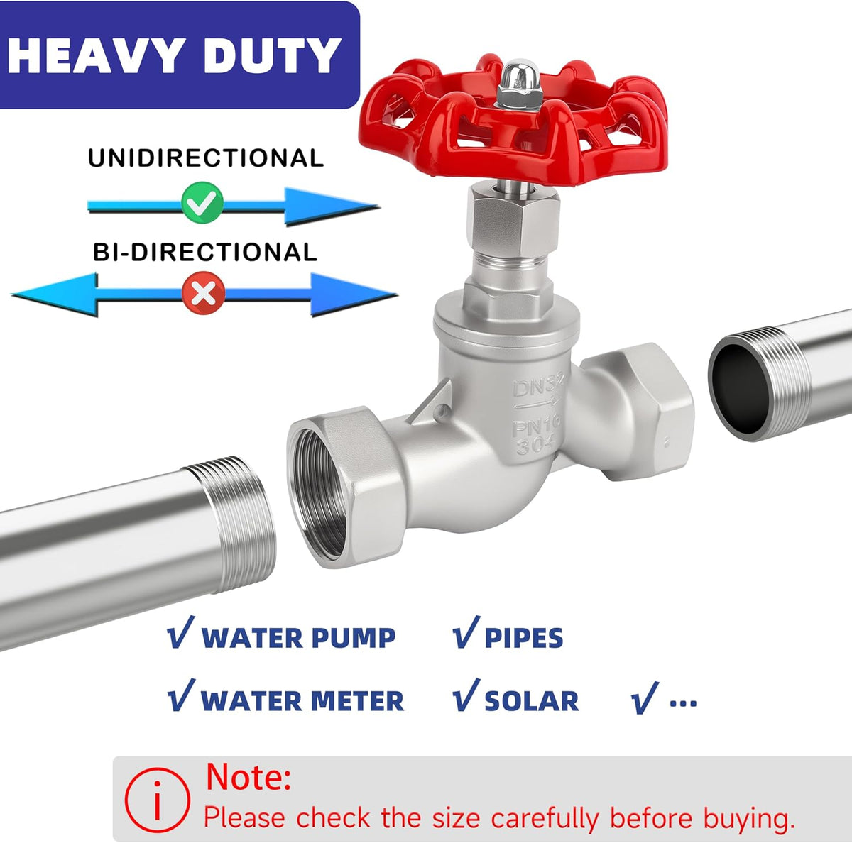 1-1/2" NPT S-Type Wye Pattern Globe Valve, Stainless, Female Thread, DN40