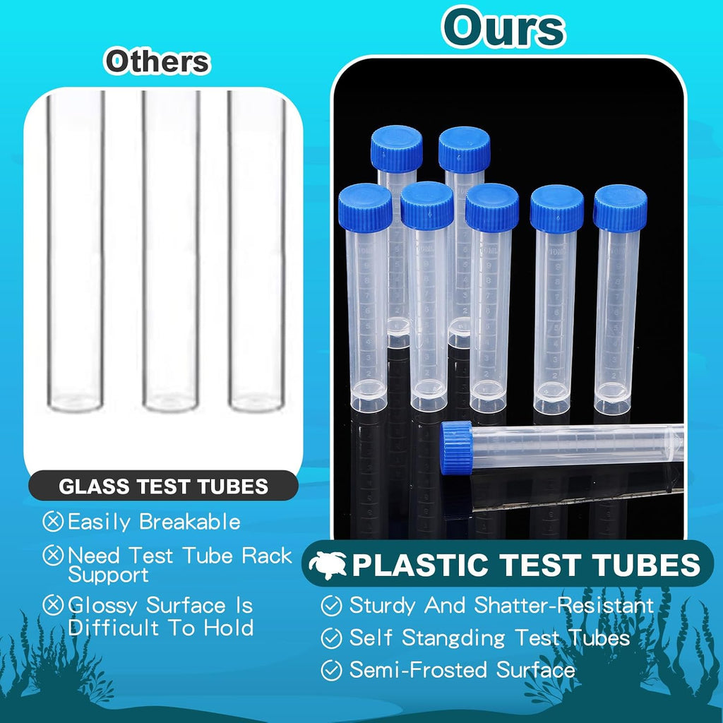 12 Pcs 10ml Replacement Test Tubes for Aquarium Test Kits, Blue