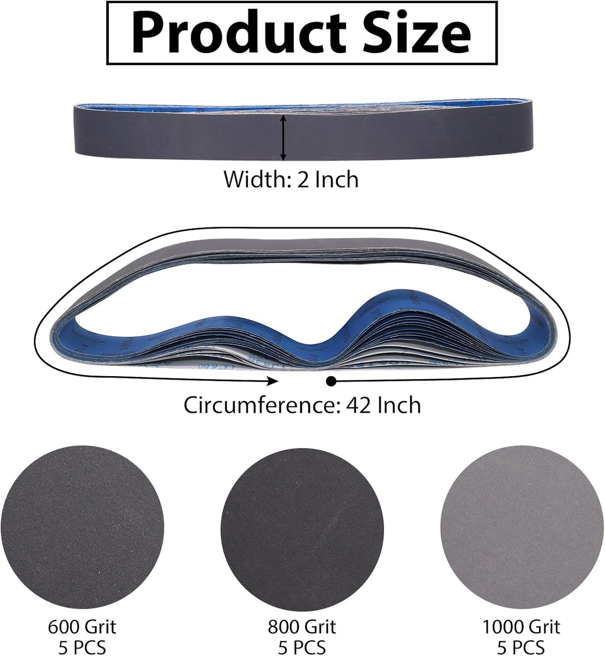 2 x 42 Inch Silicon Carbide Sanding Belts, 15 Pack