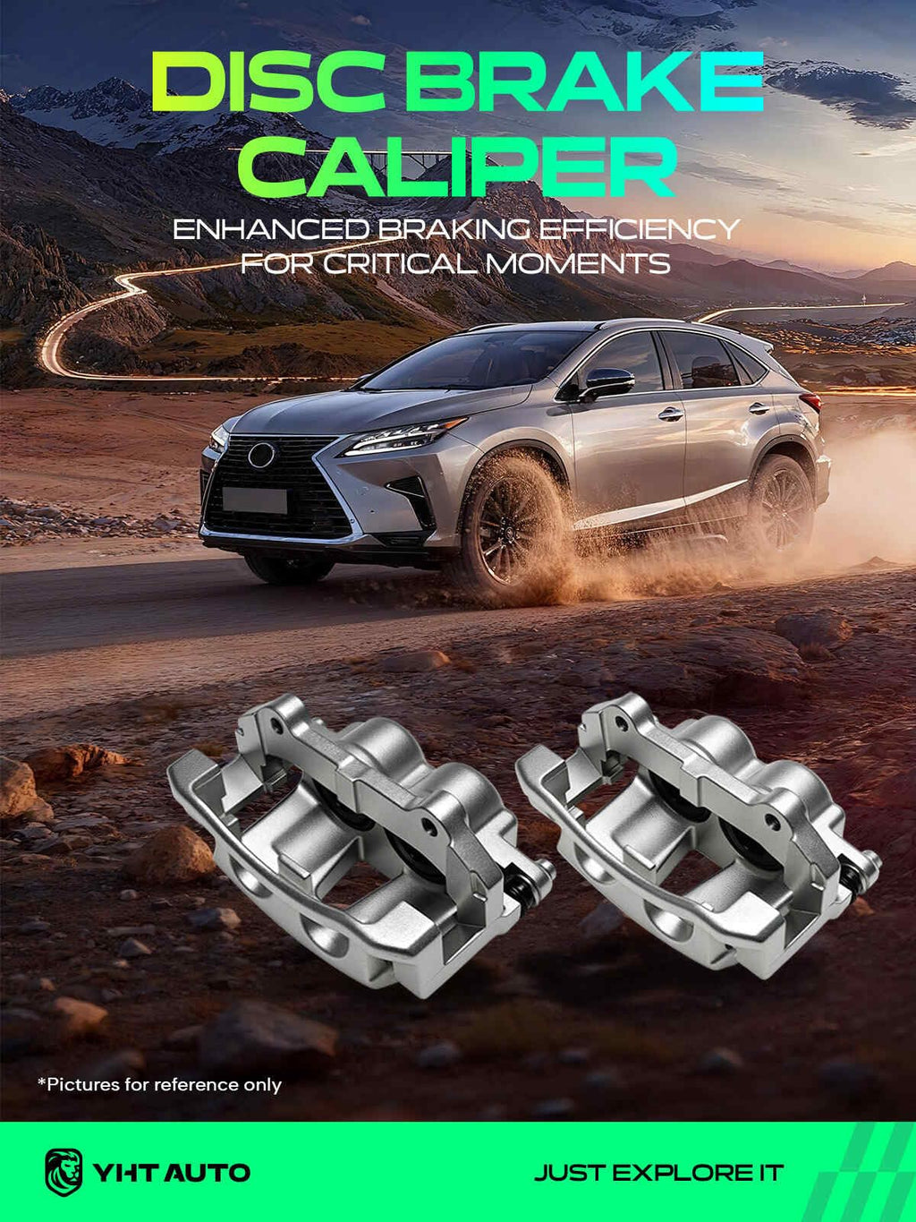 YHTAUTO Front Side Disc Brake Caliper w/Bracket for Jeep