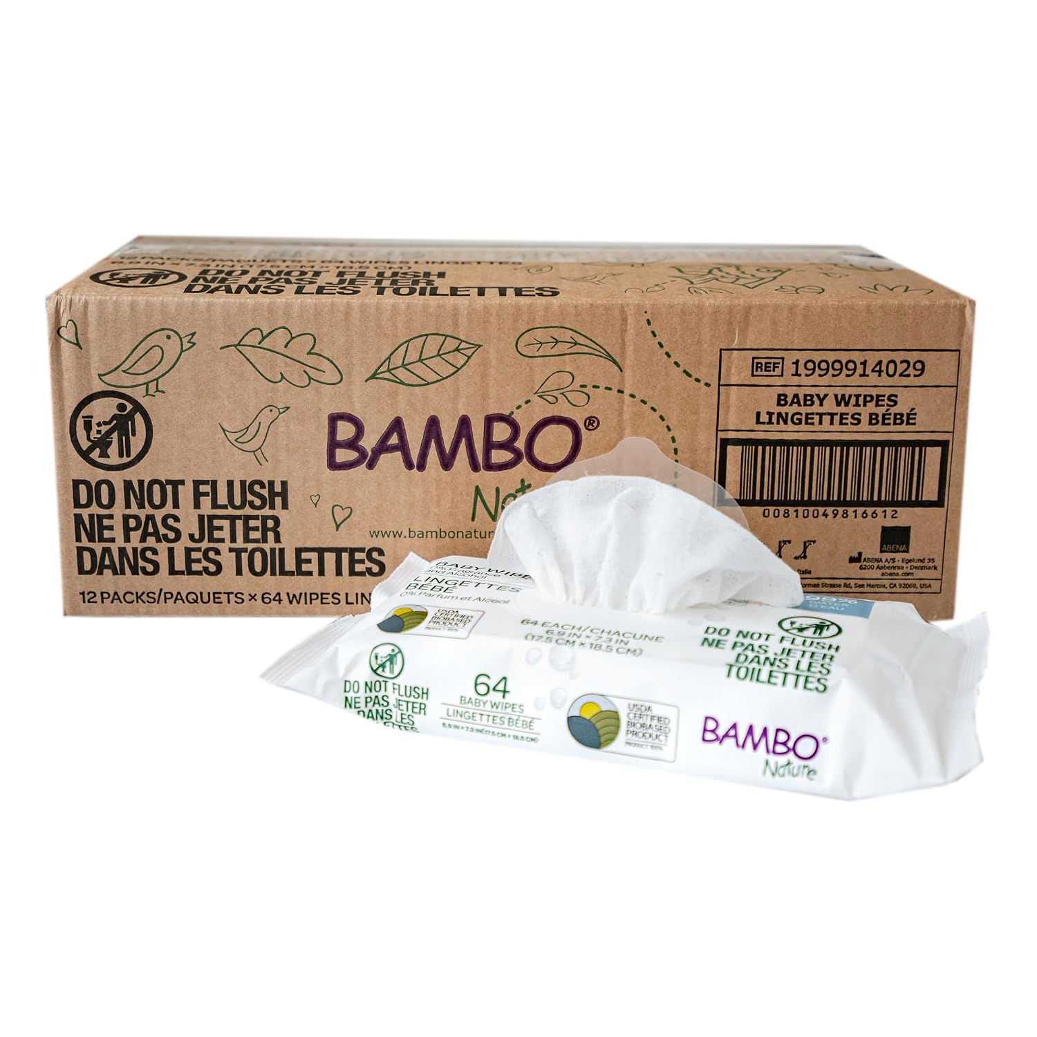 USDA Certified Biobased Baby Wipes 64 Count