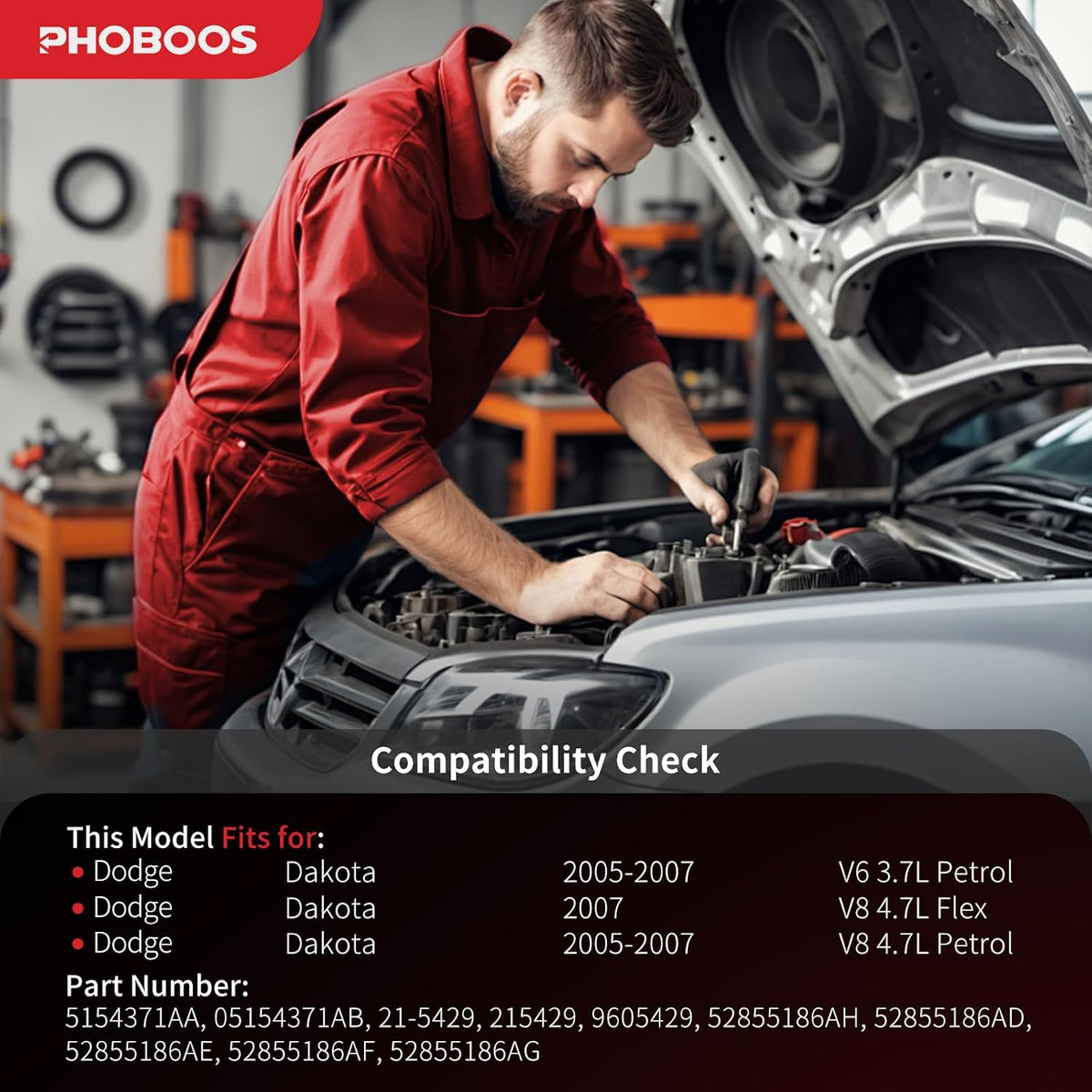 PHOBOOS Power Steering Pump Fit for Dodge Dakota 2005-2007