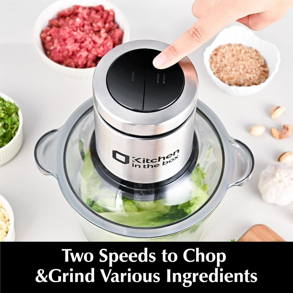 Food Processors,Small Meat Grinder & Food Chopper Electric Vegetable Chopper with 2 Bowls (8 Cup+8 Cup)& 2 Bi-Level