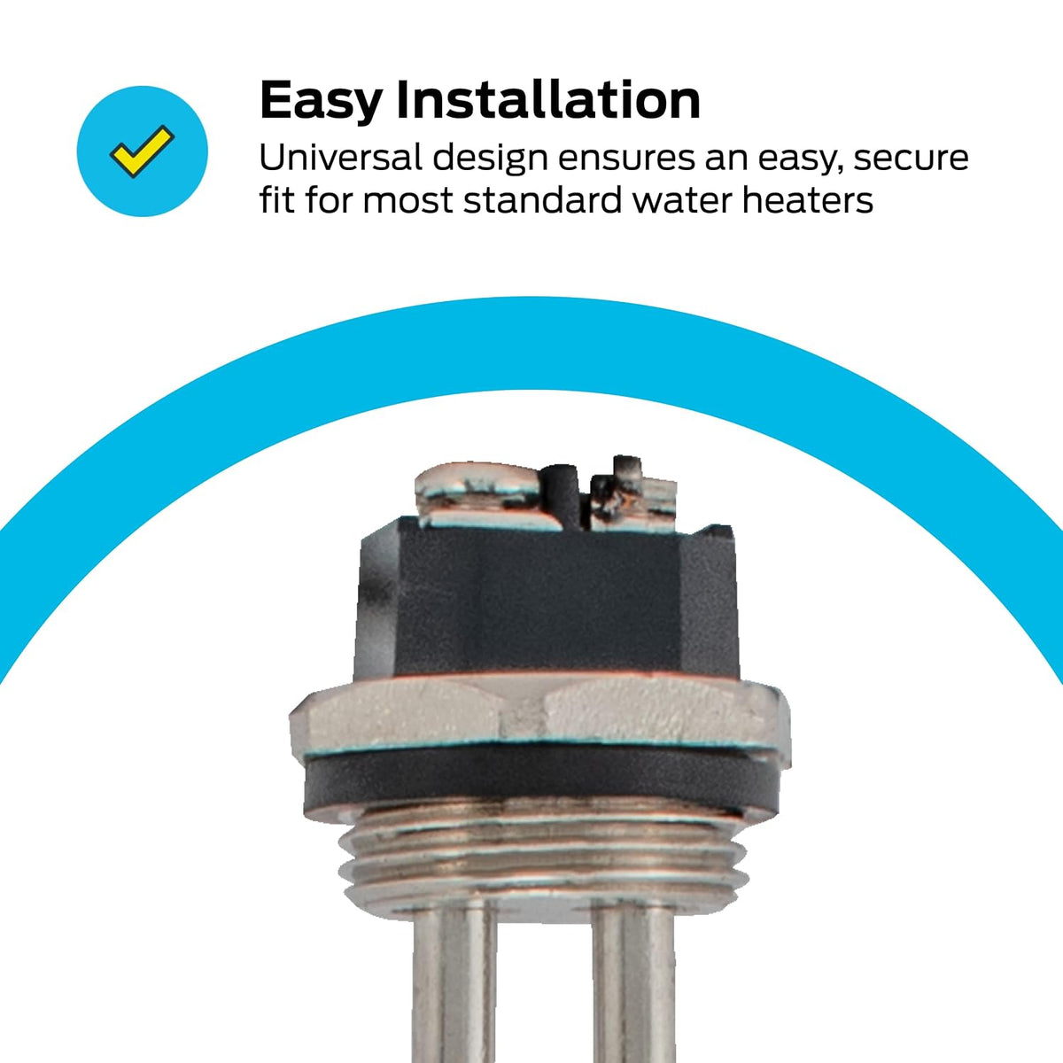 Eastman 120V x 2000W Straight Electric Water Heater Element High Watt Density, Hot Water Heating Element with Copper Sheath, Screw Mount & Gasket, 60124N